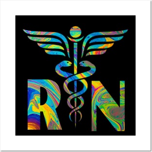 Lovely RN Registered Nurse Tie Dye Posters and Art